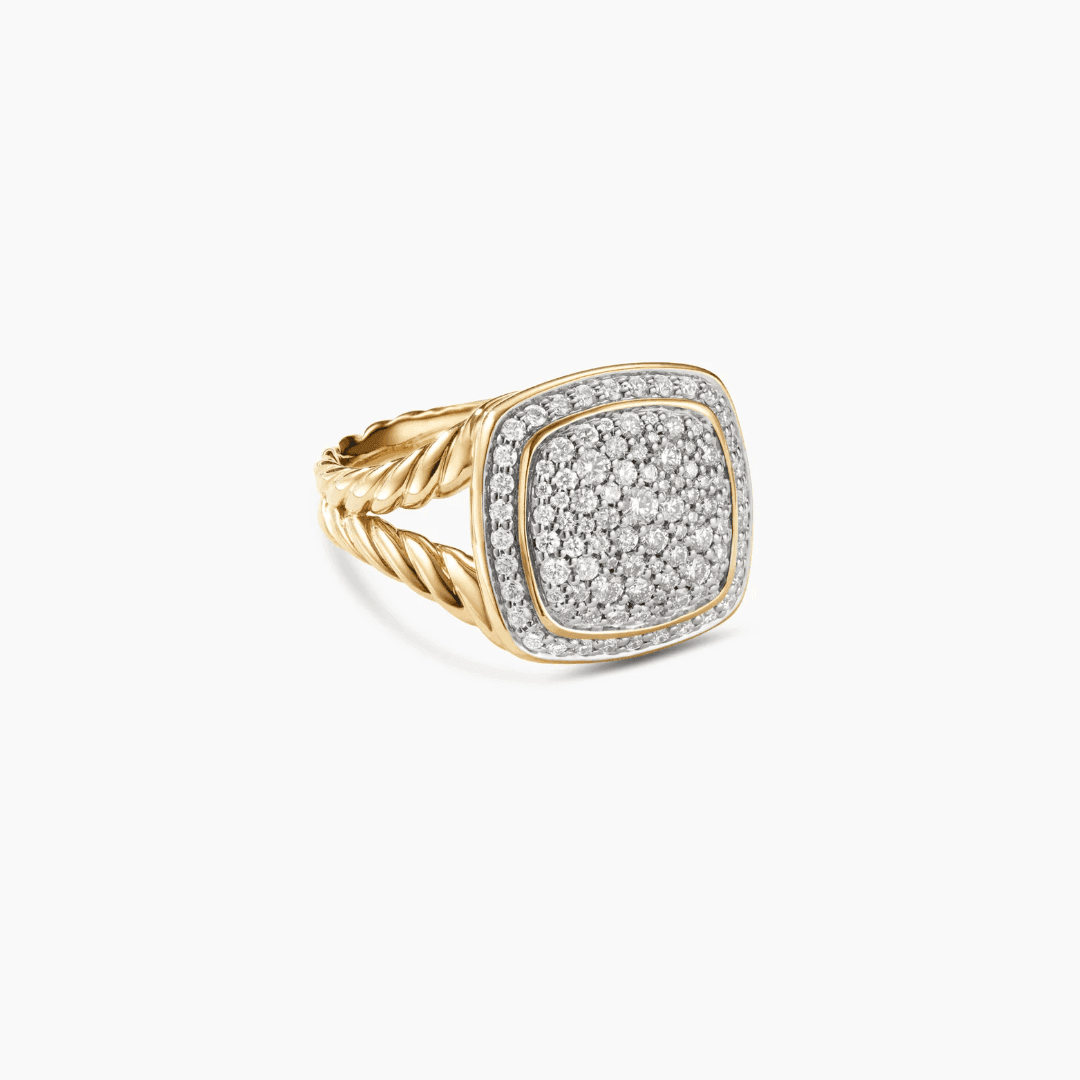 David Yurman Albion Ring in 18k Yellow Gold with Pave Diamonds