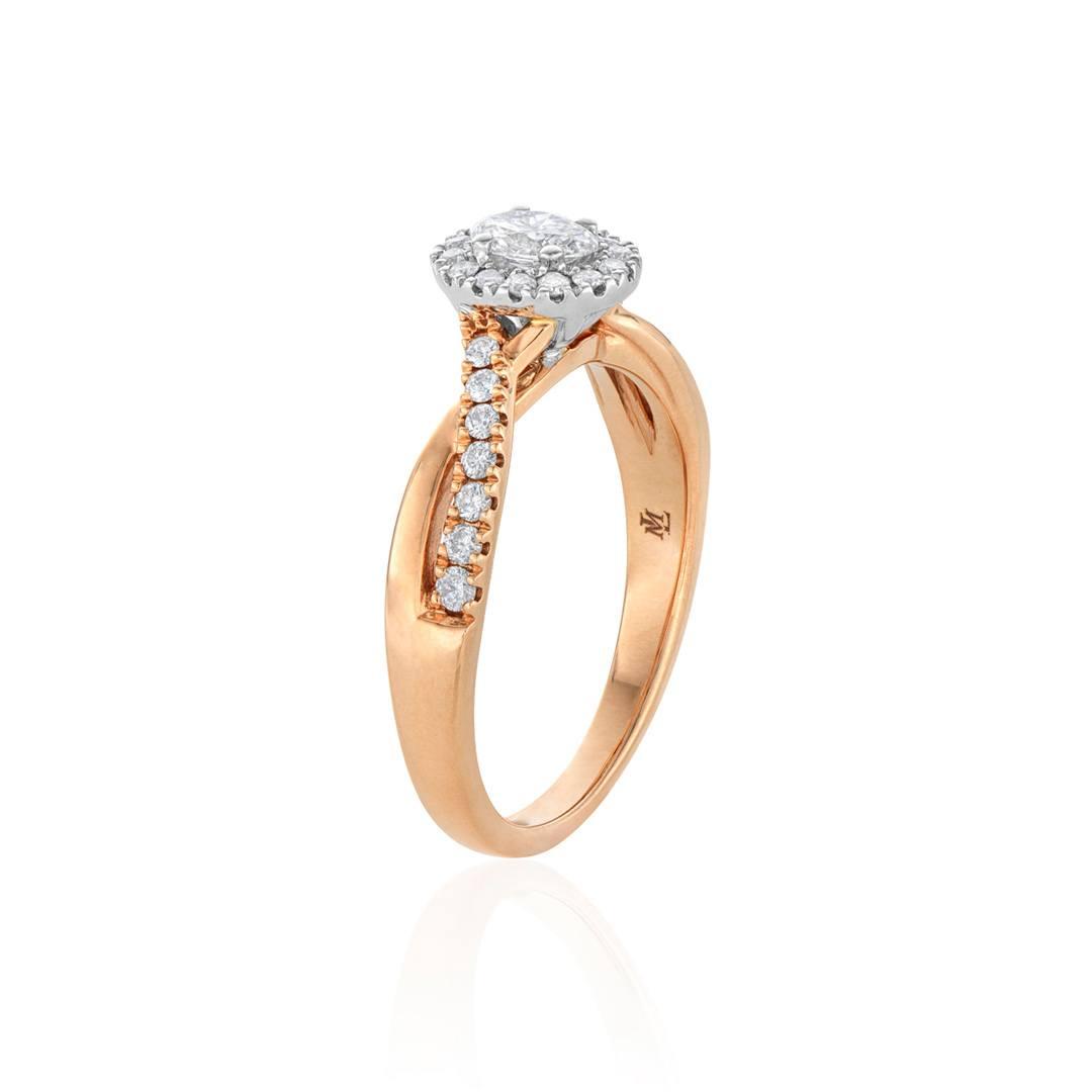 Rose Gold 0.75 CTW Oval Diamond Halo Engagement Ring 2