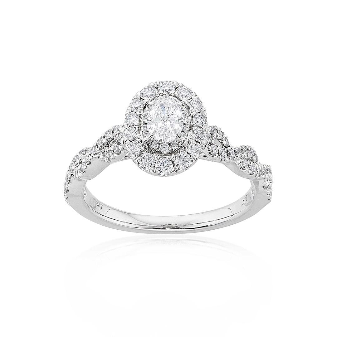 Oval Cut Diamond Engagement Ring with Twisted Band