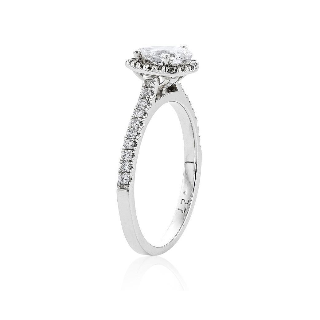 White Gold Pear Shaped Halo Diamond Engagement Ring 1
