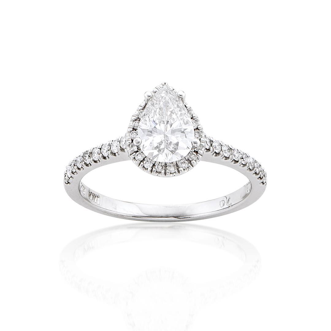 0.70 CTW Pear Shaped Halo Diamond Engagement Ring 0