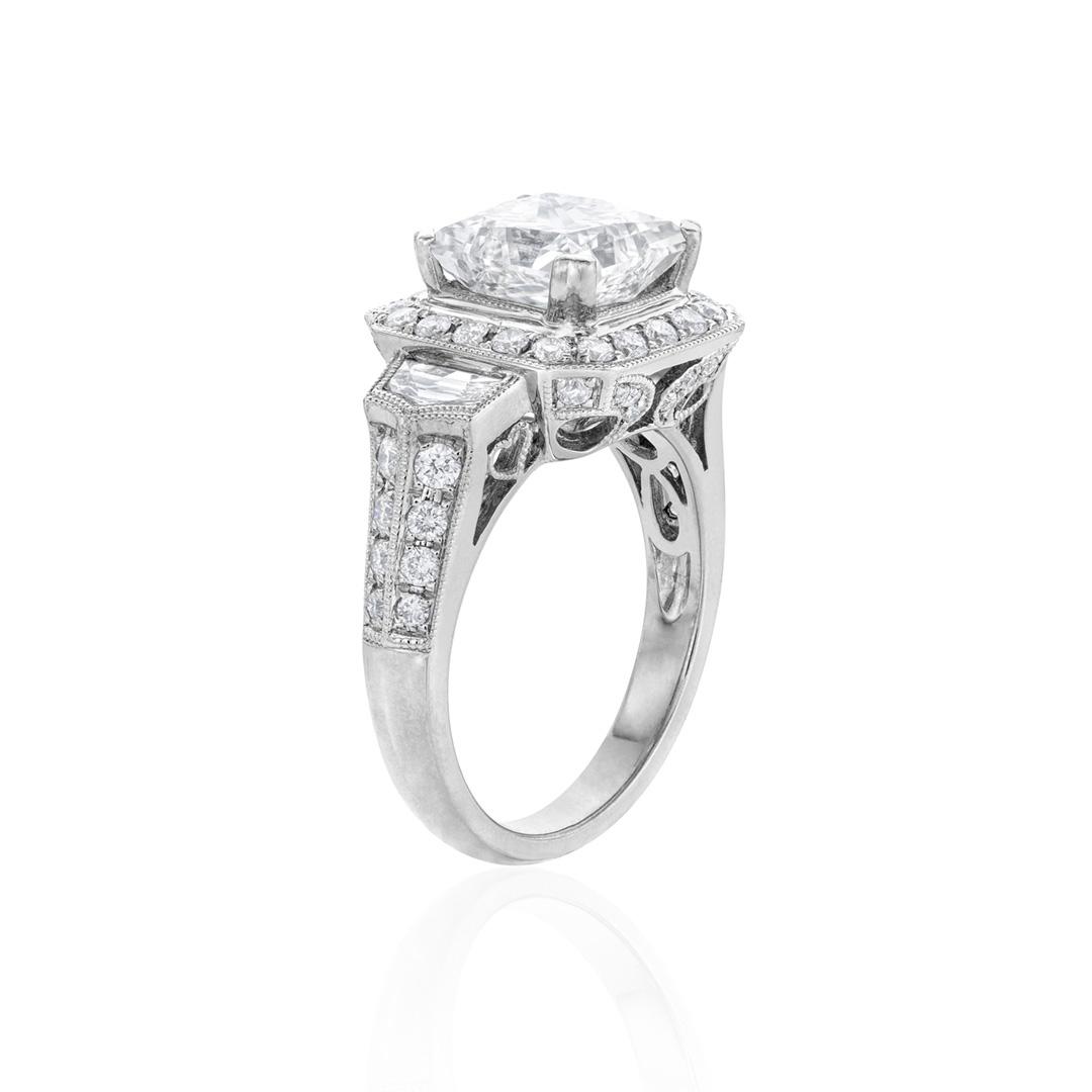 3.04 CT Princess Cut Diamond Engagement Ring 2
