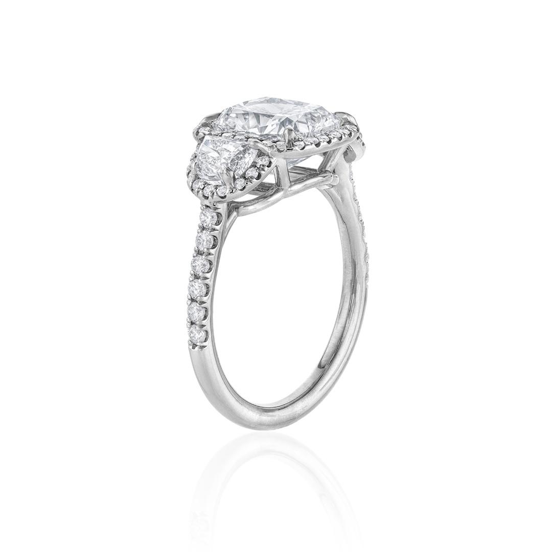 3.00 CT Cushion Cut Diamond White Gold Engagement Ring 2