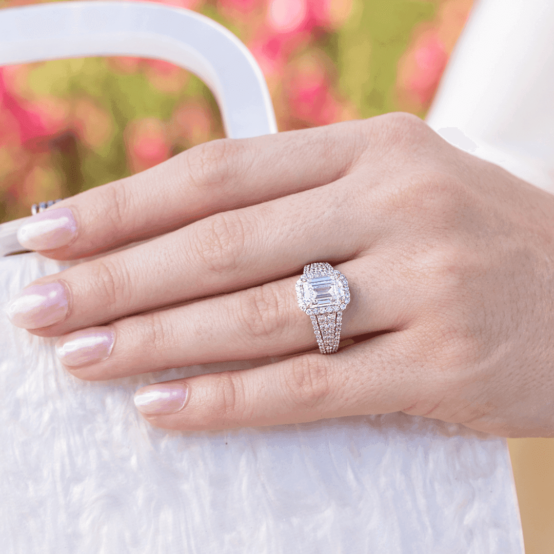 3.01 Carat Emerald Cut Diamond Engagement Ring 2