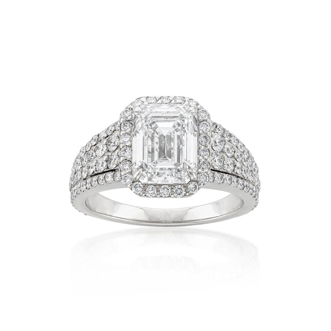 3.01 Carat Emerald Cut Diamond Engagement Ring 0