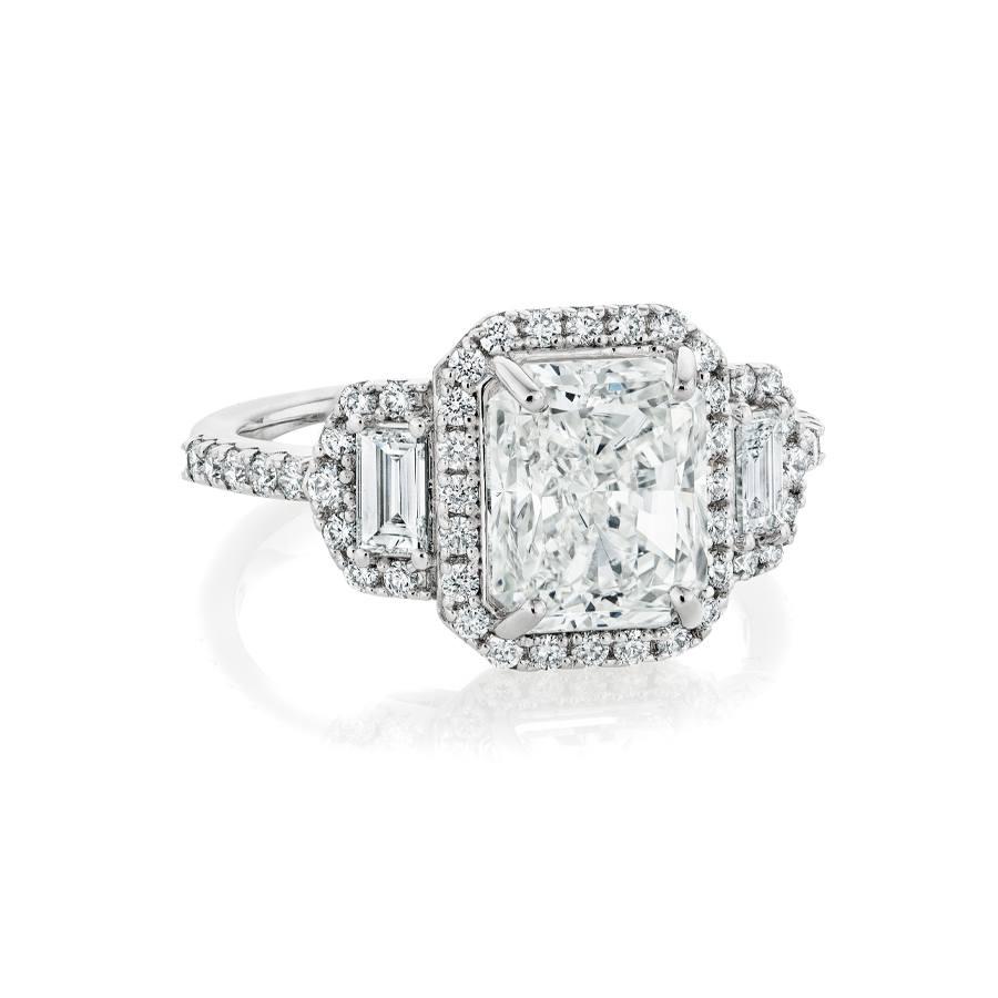 3.02 CT Radiant Cut Diamond White Gold Engagement Ring 1