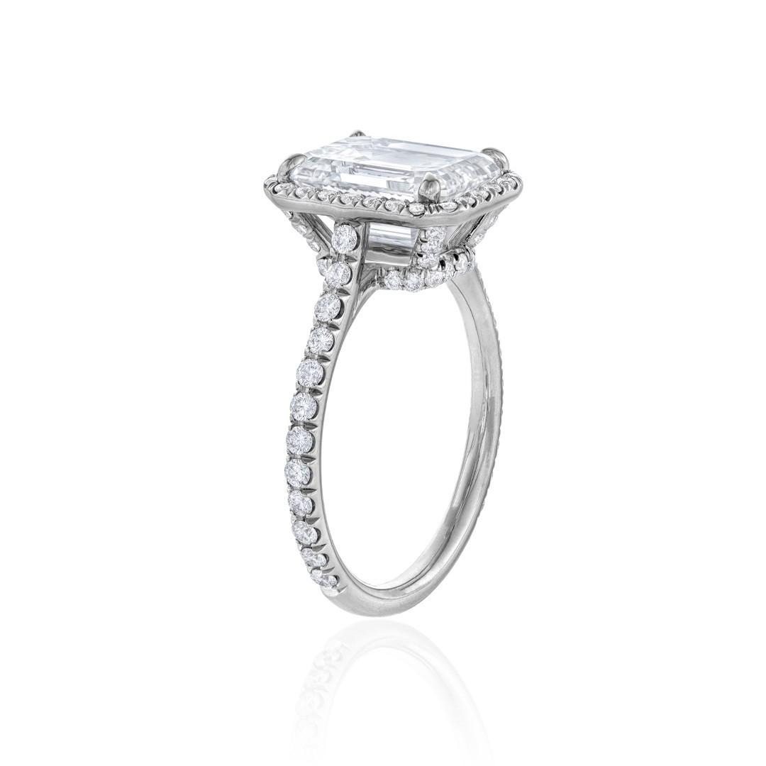 3.50 CT Emerald Cut Diamond Engagement Ring with Round Diamond Halo 2