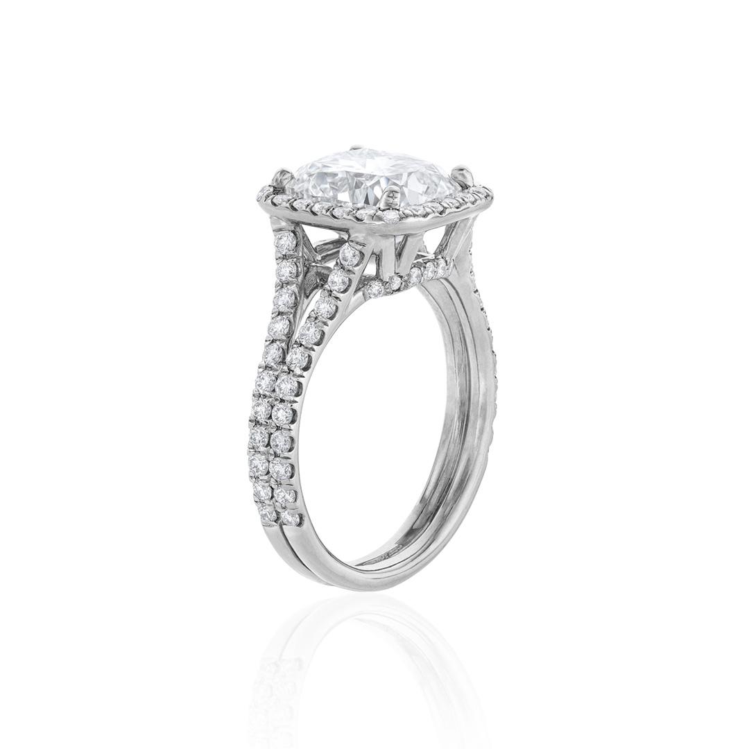 3.26 CT Cushion Cut Diamond Platinum Engagement Ring 2