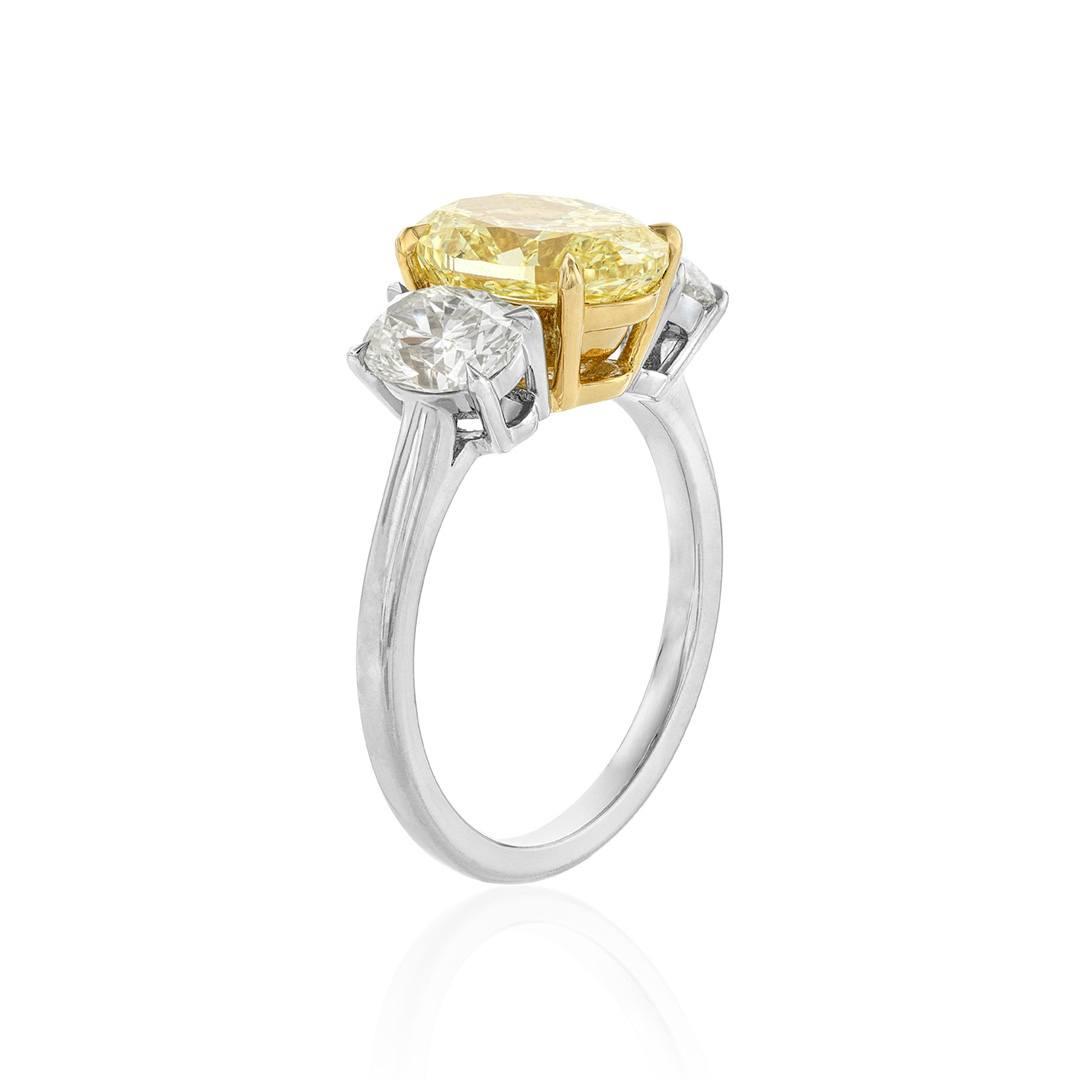 3.01 CT Oval Cut Yellow Gold Platinum Engagement Ring 2