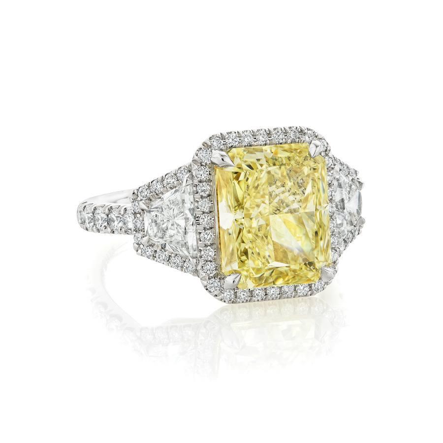 5.21 CT Radiant Yellow Diamond Platinum Engagement Ring 1
