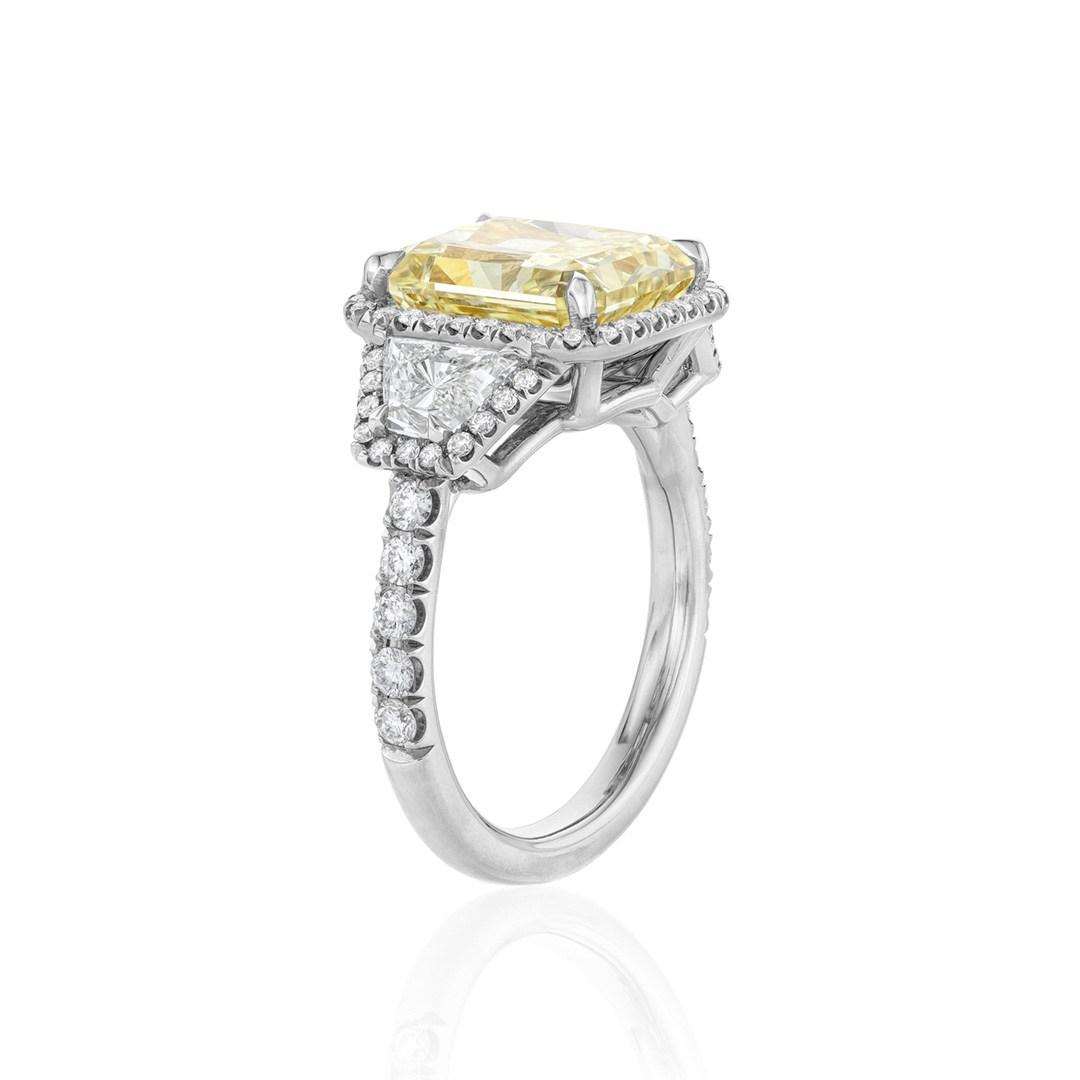 5.21 CT Radiant Yellow Diamond Platinum Engagement Ring 2