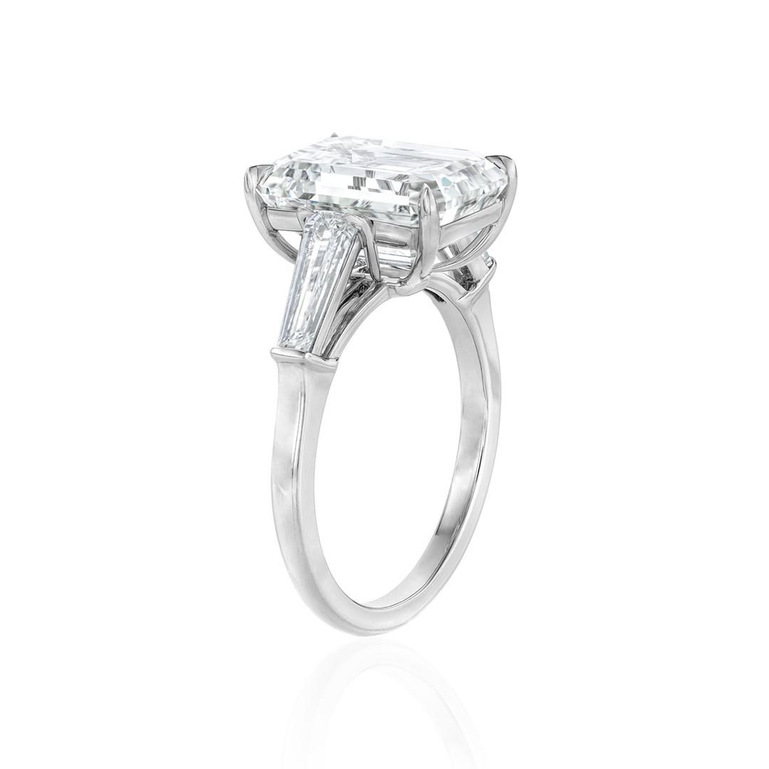 6.01 CT Emerald Cut Diamond Platinum Engagement Ring 2