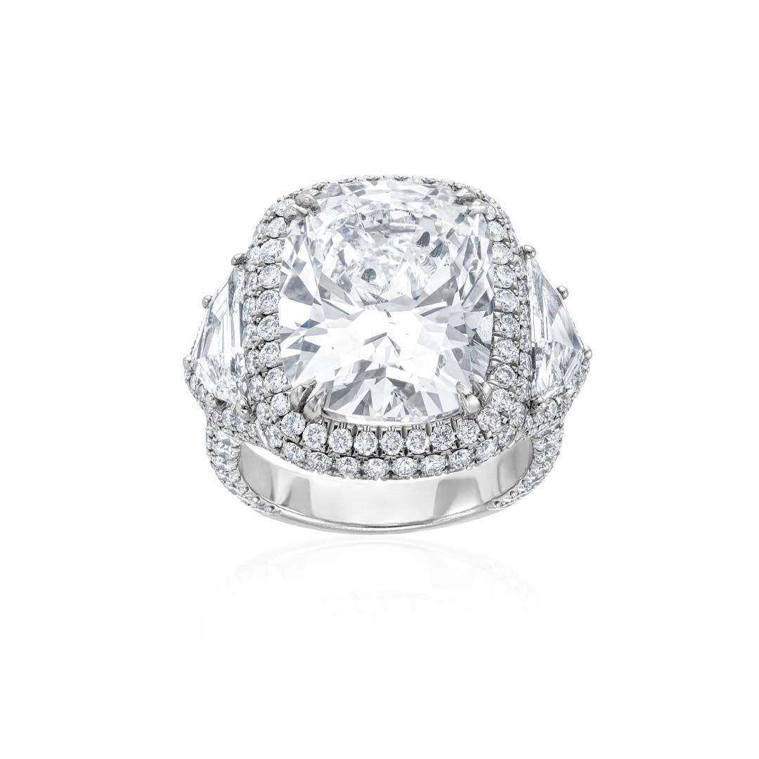 10.28CT Cushion Diamond Platinum Engagement Ring 2