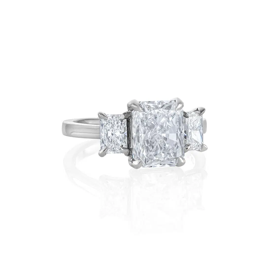 3.02 CT Radiant Cut Three-Stone Diamond Engagement Ring 1