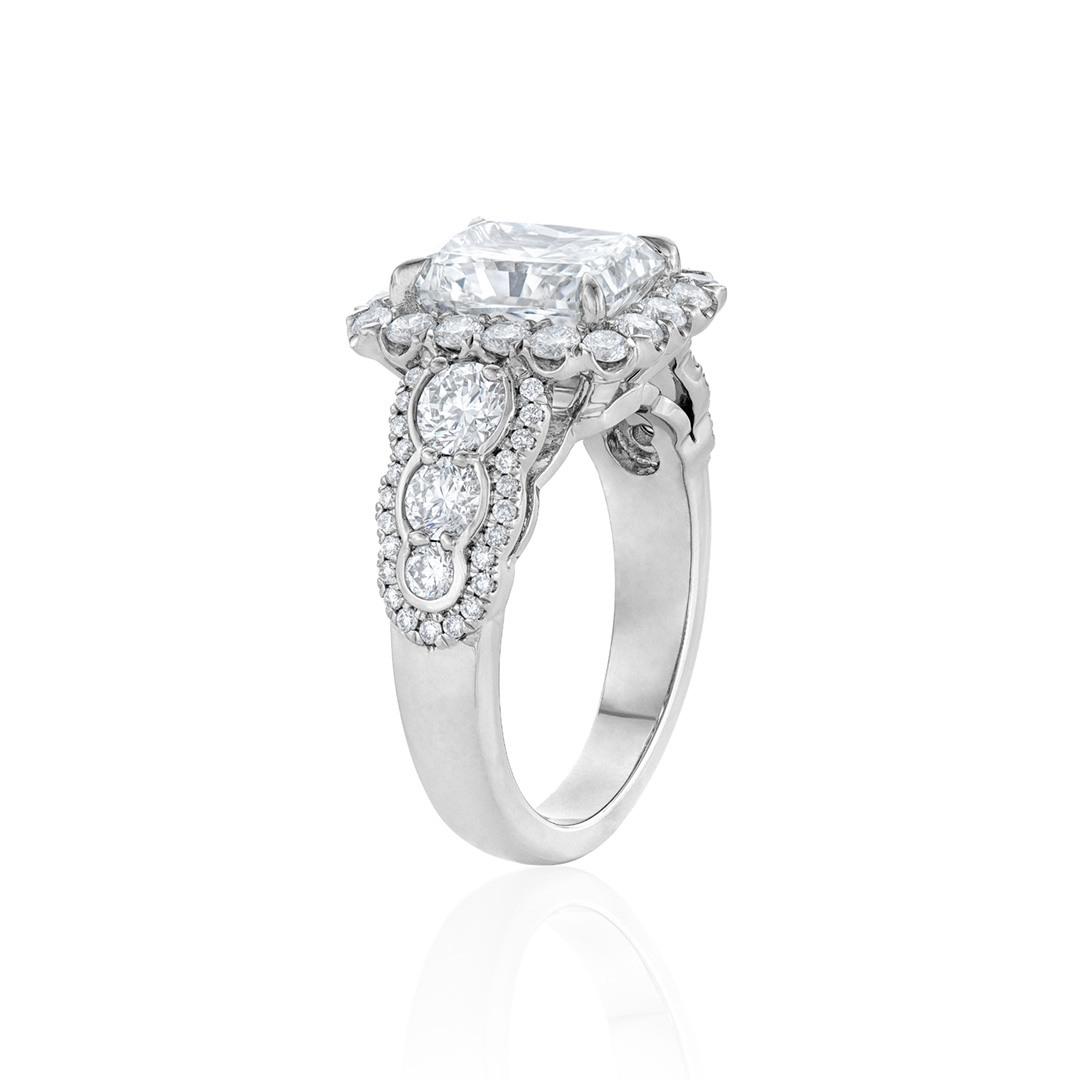 3.01 CT Radiant Cut Halo Diamond Engagement Ring 2