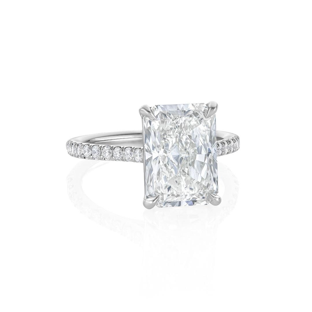 5.01 CT Radiant Cut Diamond Engagement Ring with Pave Band 2