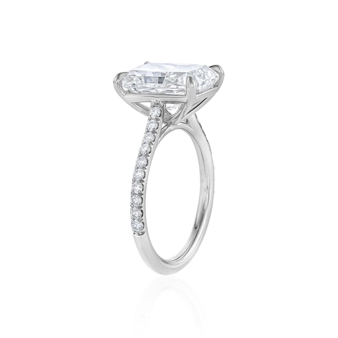 5.01 CT Radiant Cut Diamond Engagement Ring with Pave Band 1