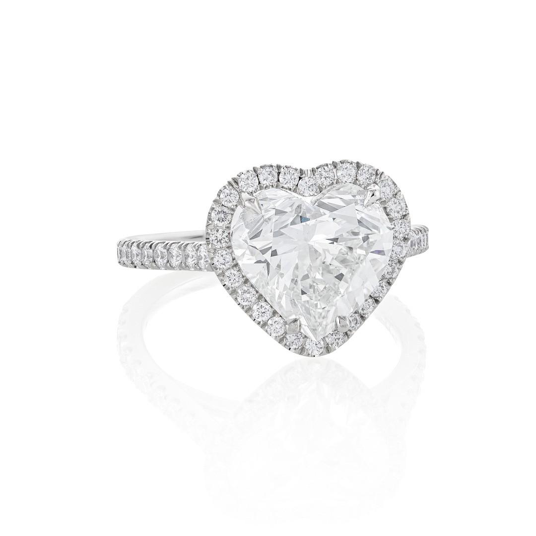 3.80 CT Heart Shaped Diamond Engagement Ring with Diamond Halo 2
