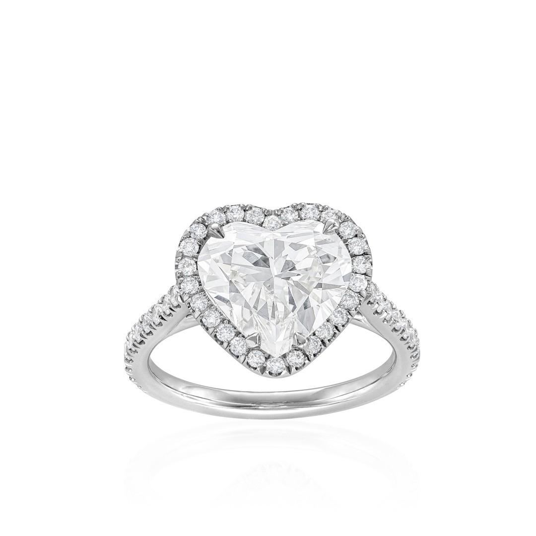 3.80 CT Heart Shaped Diamond Engagement Ring with Diamond Halo