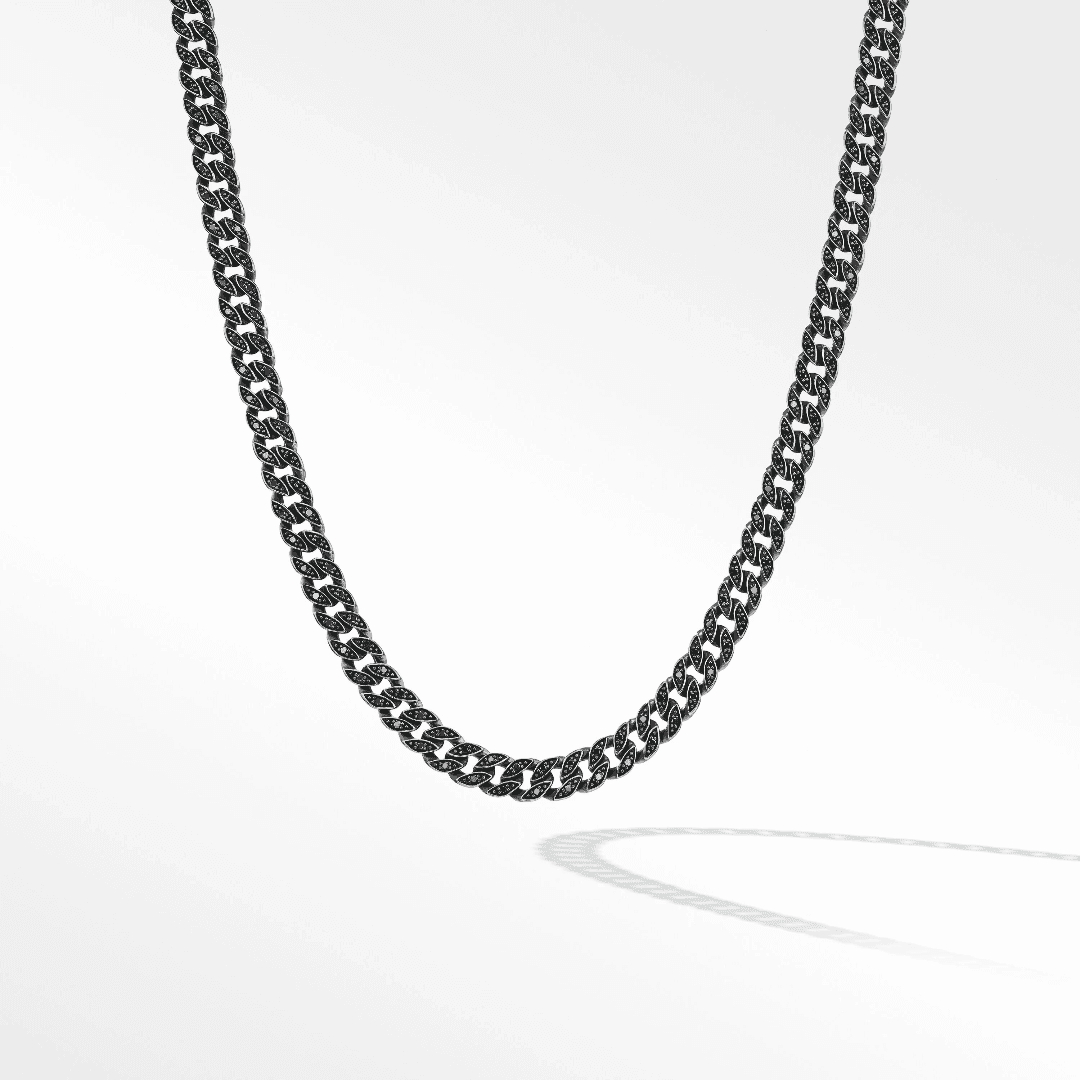 David Yurman Men's Black Diamond Curb Chain Necklace