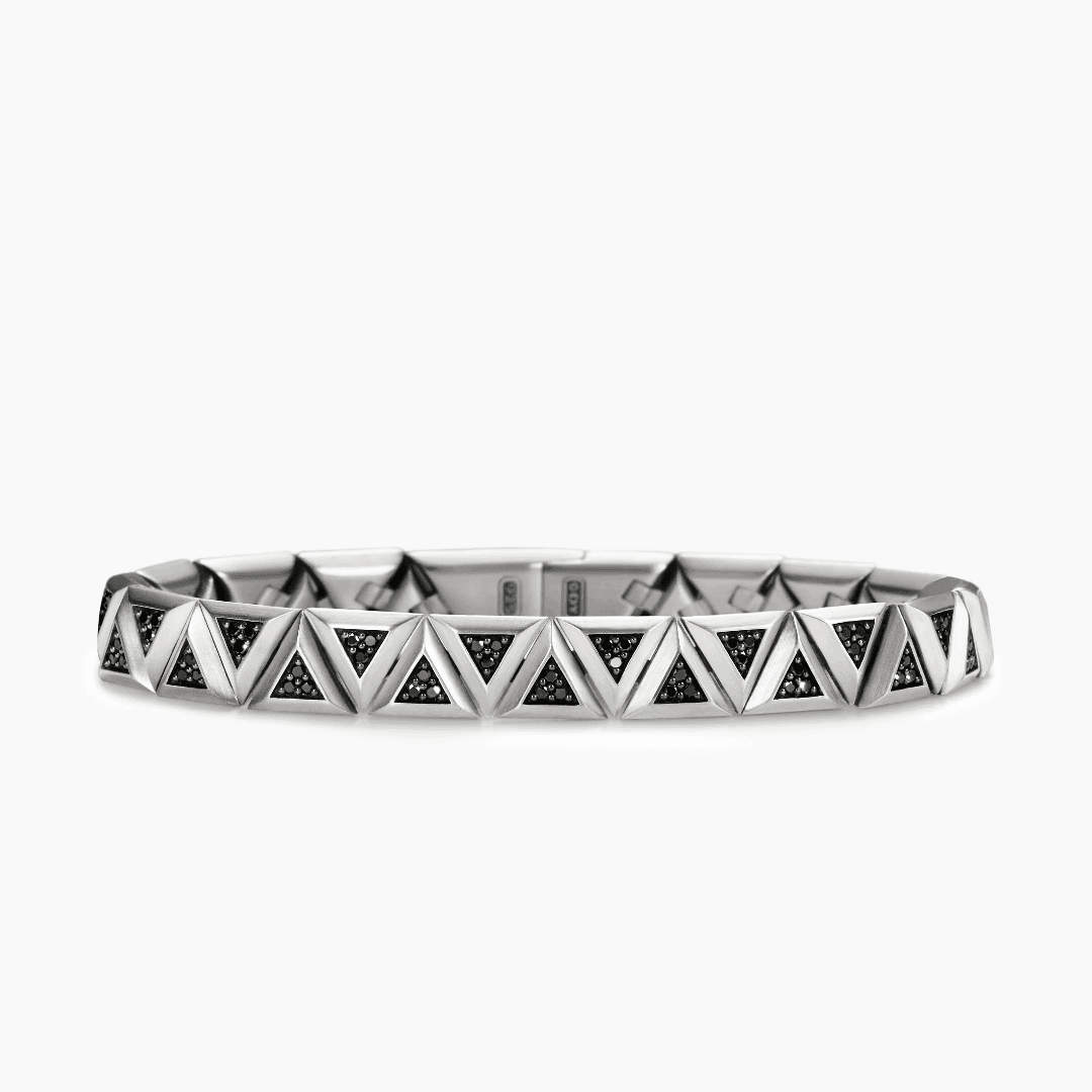 David Yurman Men's Faceted Triangle Bracelet in Sterling Silver with Black Diamonds 0