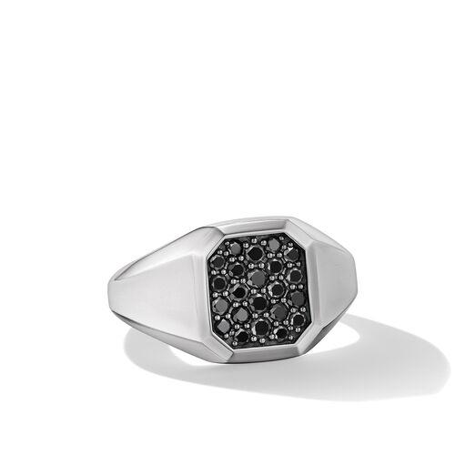 David Yurman Streamline Signet Ring in Sterling Silver with Black Diamonds 0