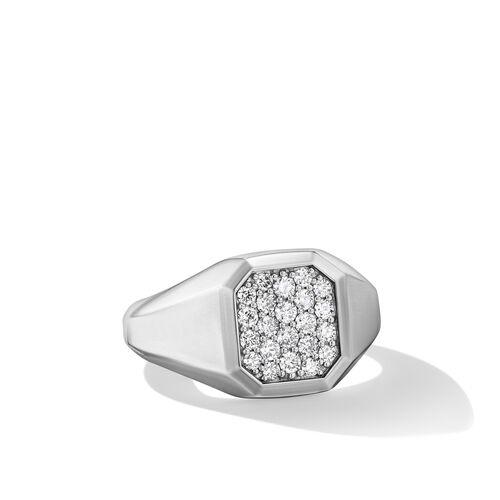 David Yurman Streamline Signet Ring in Sterling Silver with Diamonds 0