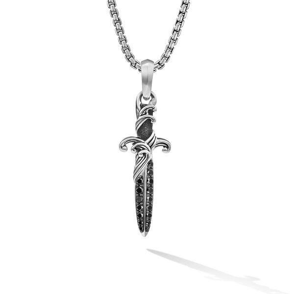David Yurman Waves Dagger Amulet in Sterling Silver with Black Diamonds 0