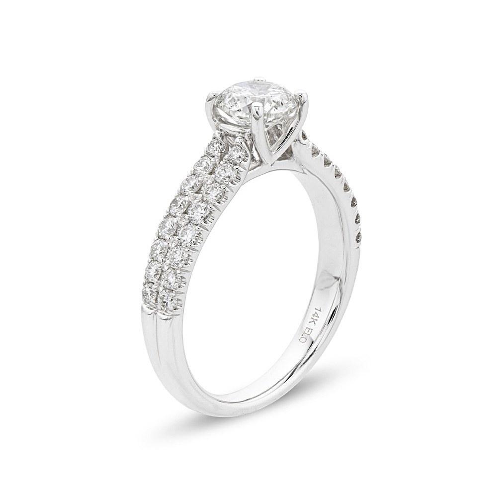 White Gold 1.30 CTW Diamond Engagement Ring with Round Diamond Center 1