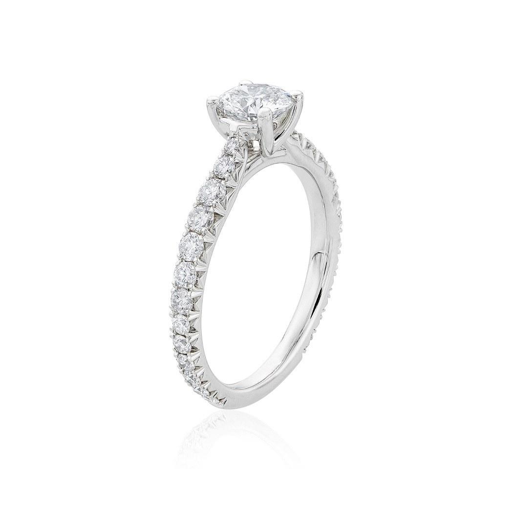 Diamond Engagement Ring in White Gold with a .70 CT Round Center Diamond 1