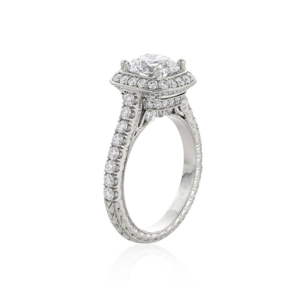 1.70 CTW Round Diamond Platinum Engagement Ring 1