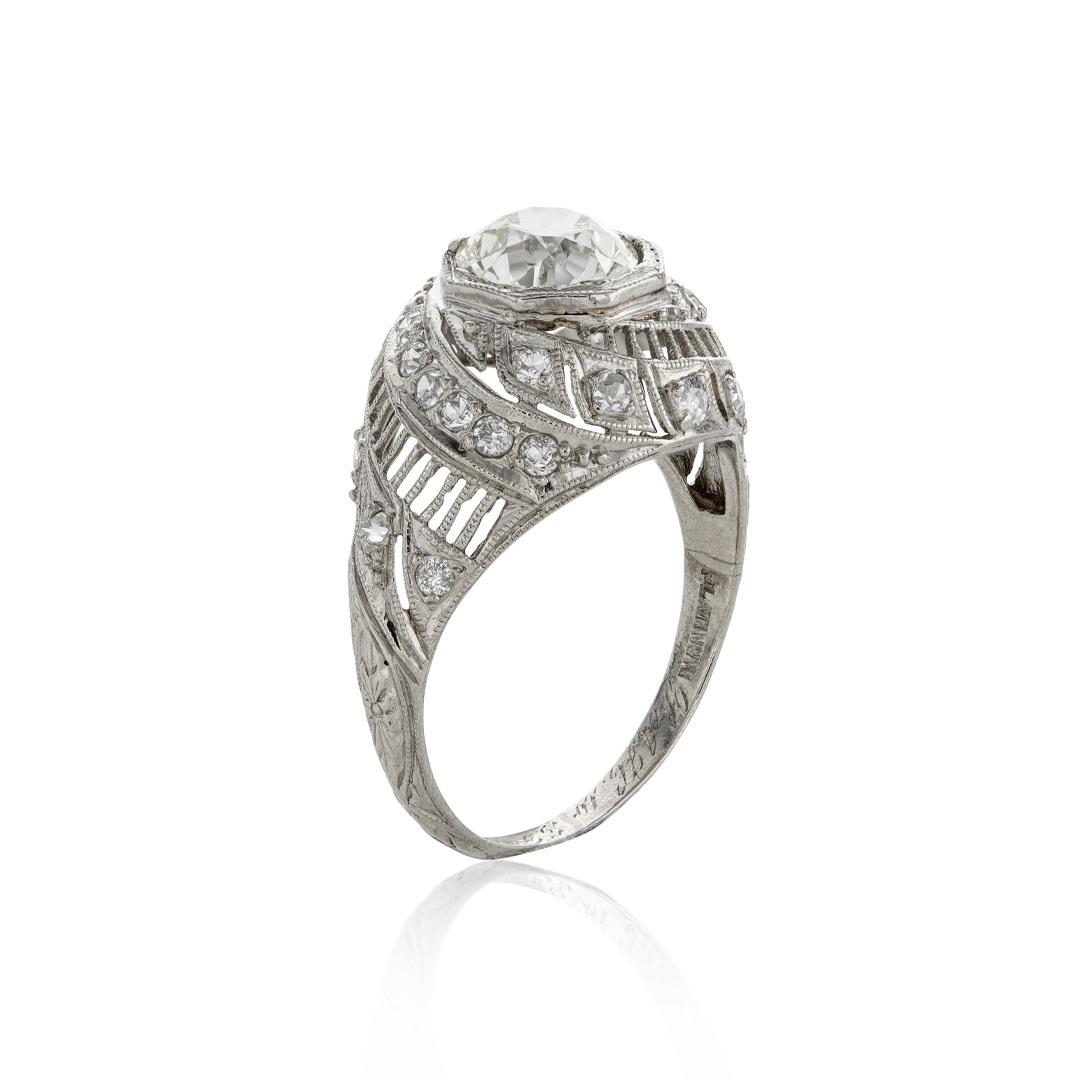 Estate Collection Platinum Swirl Engagement Ring 1
