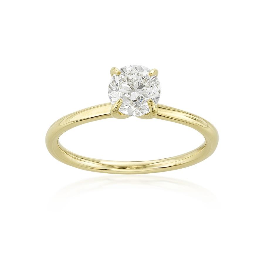 1.00 CT Round Diamond Engagement Ring with Hidden Triad of Diamonds