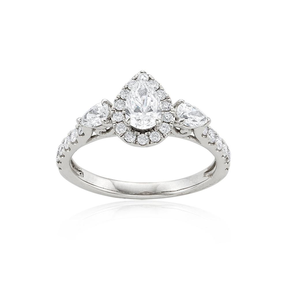 1.50 CTW Pear Shape Diamond Halo Bridal Set 1