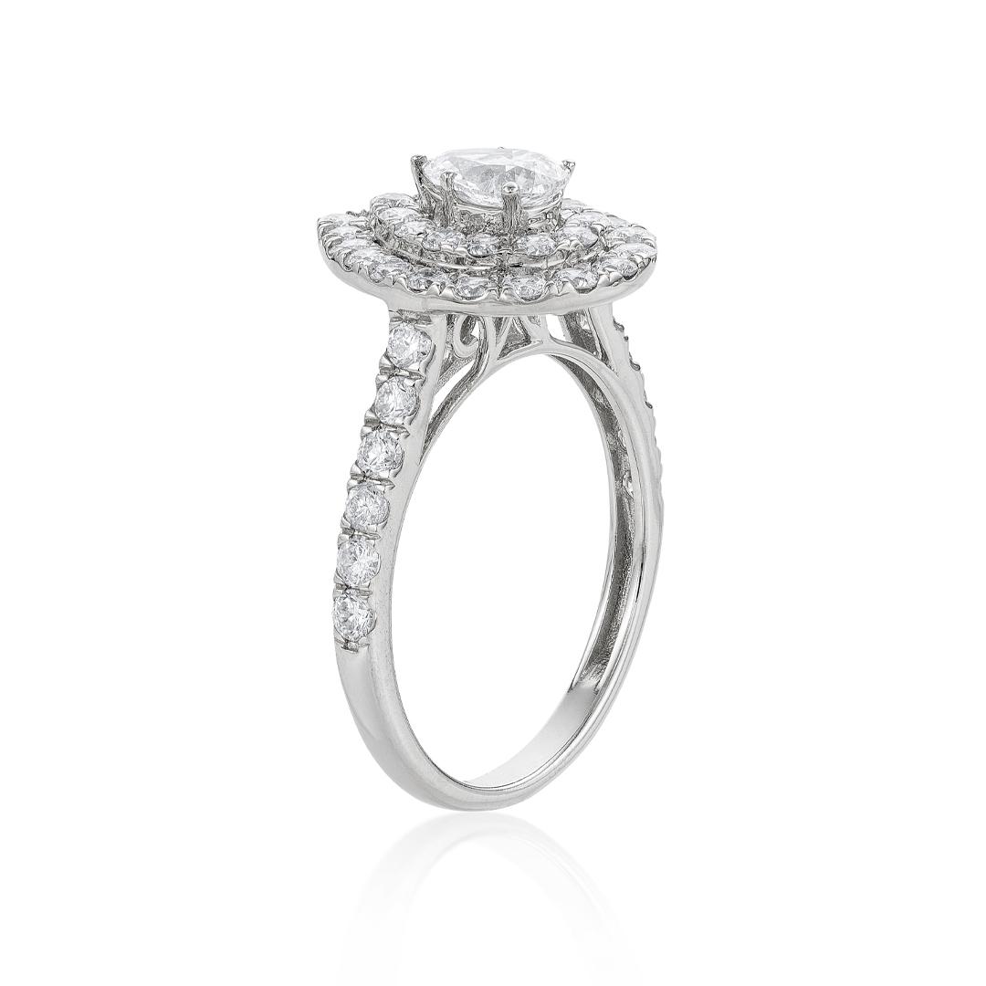 2.00 CTW Pear Cut Diamond Bridal Ring Set with Two Step Down Diamond Halos 2