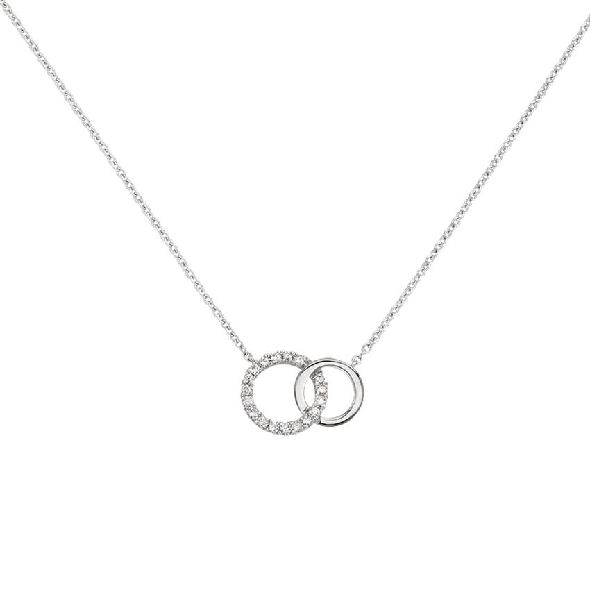 Interlocking Circle Diamond Necklace in White Gold