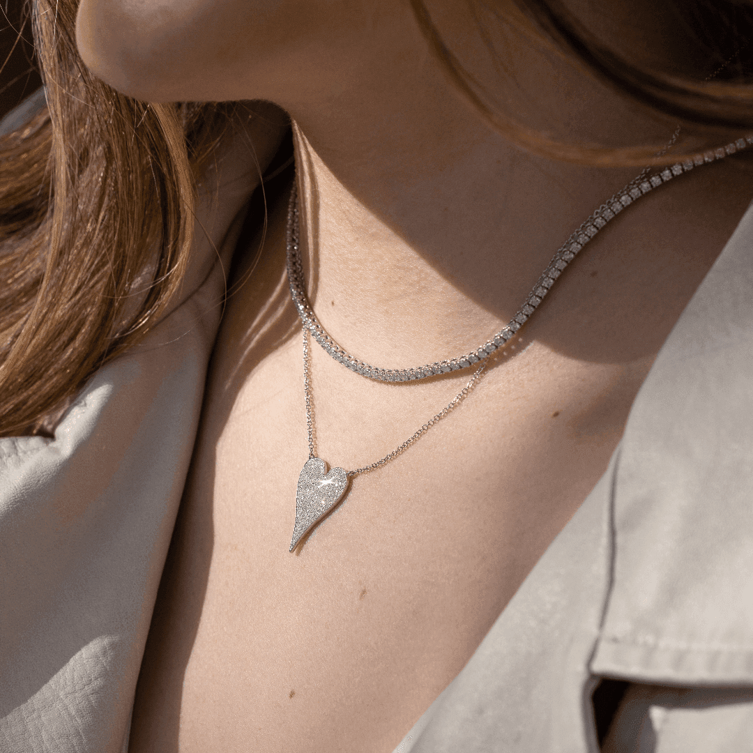 Diamond Modern Heart Pendant Necklace 1