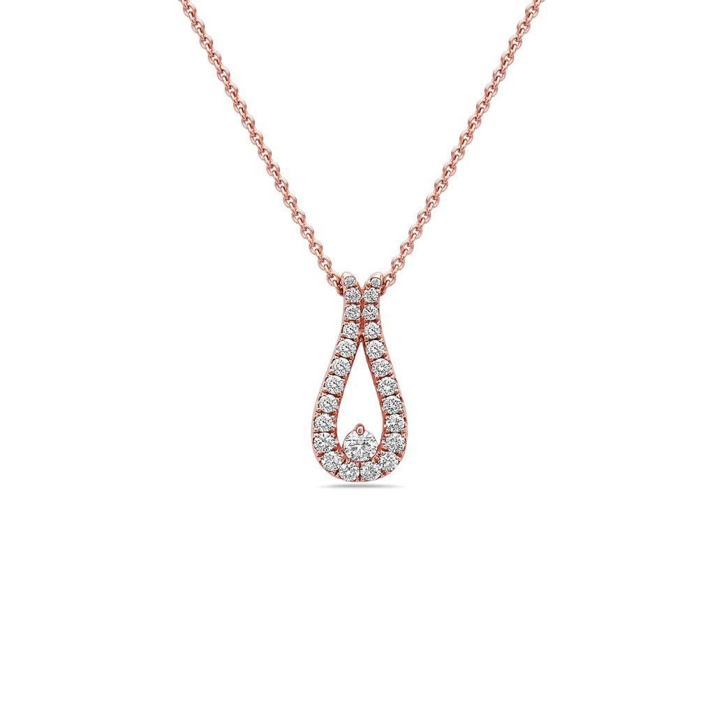 Charles Krypell Rose Gold Diamond Teardrop Pendant Necklace
