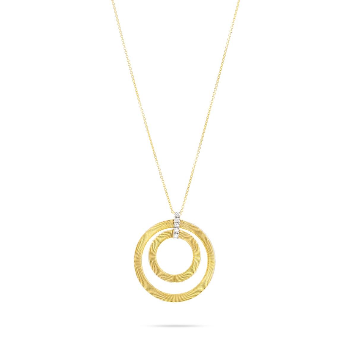 Marco Bicego Masai Yellow Gold & Diamond Double Open Circle Pendant Necklace