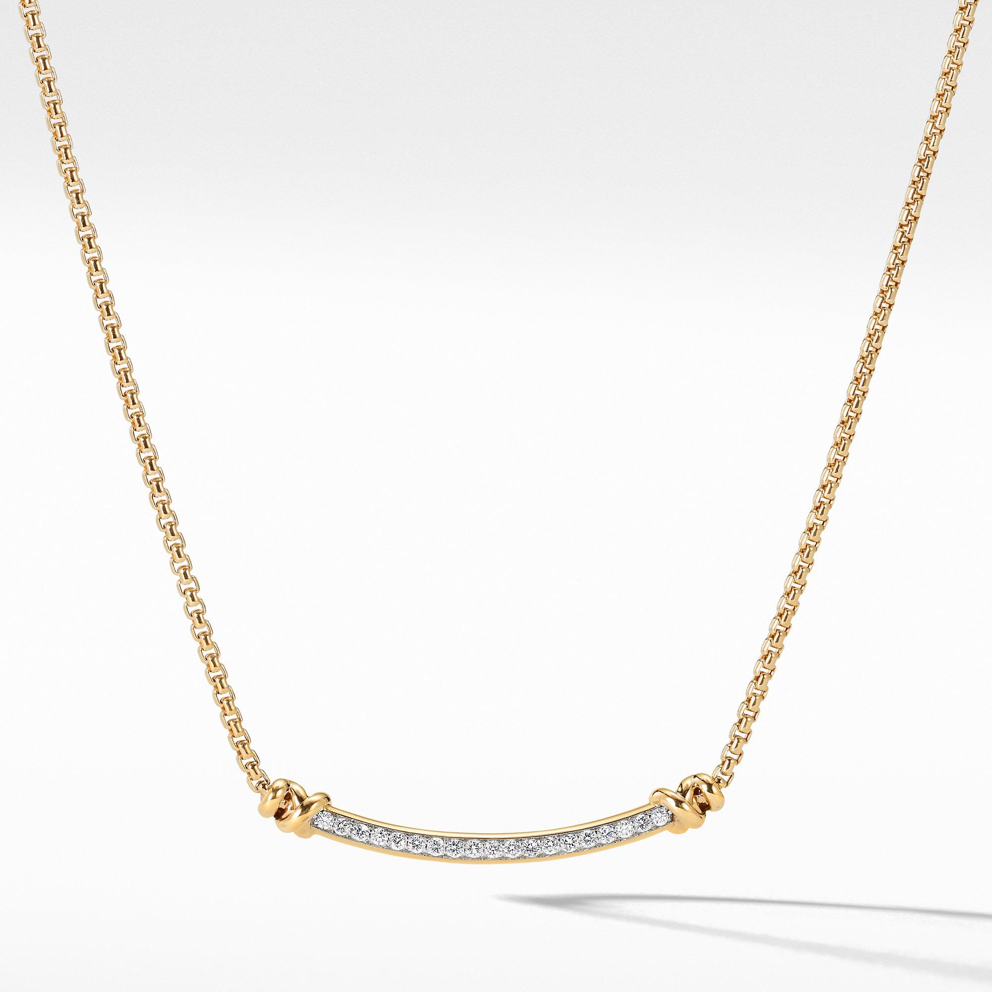 David Yurman | Petite Helena Station Necklace in 18K Yellow Gold with Diamonds | Front View