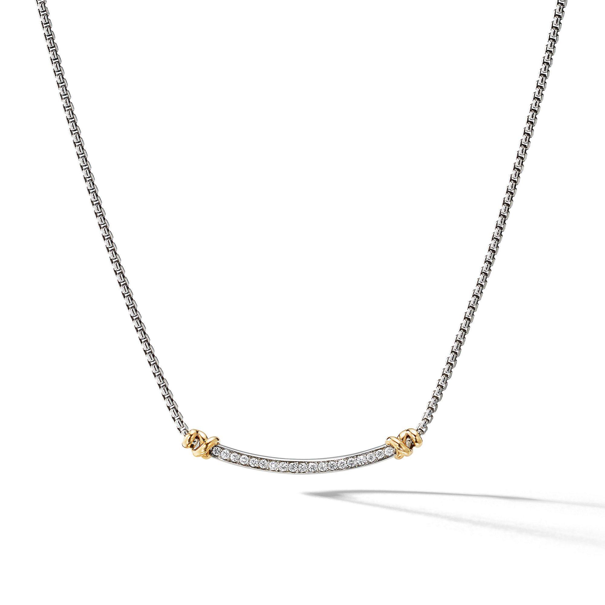 David Yurman | Petite Helena Station Necklace with 18K Yellow Gold and Diamonds | Front View