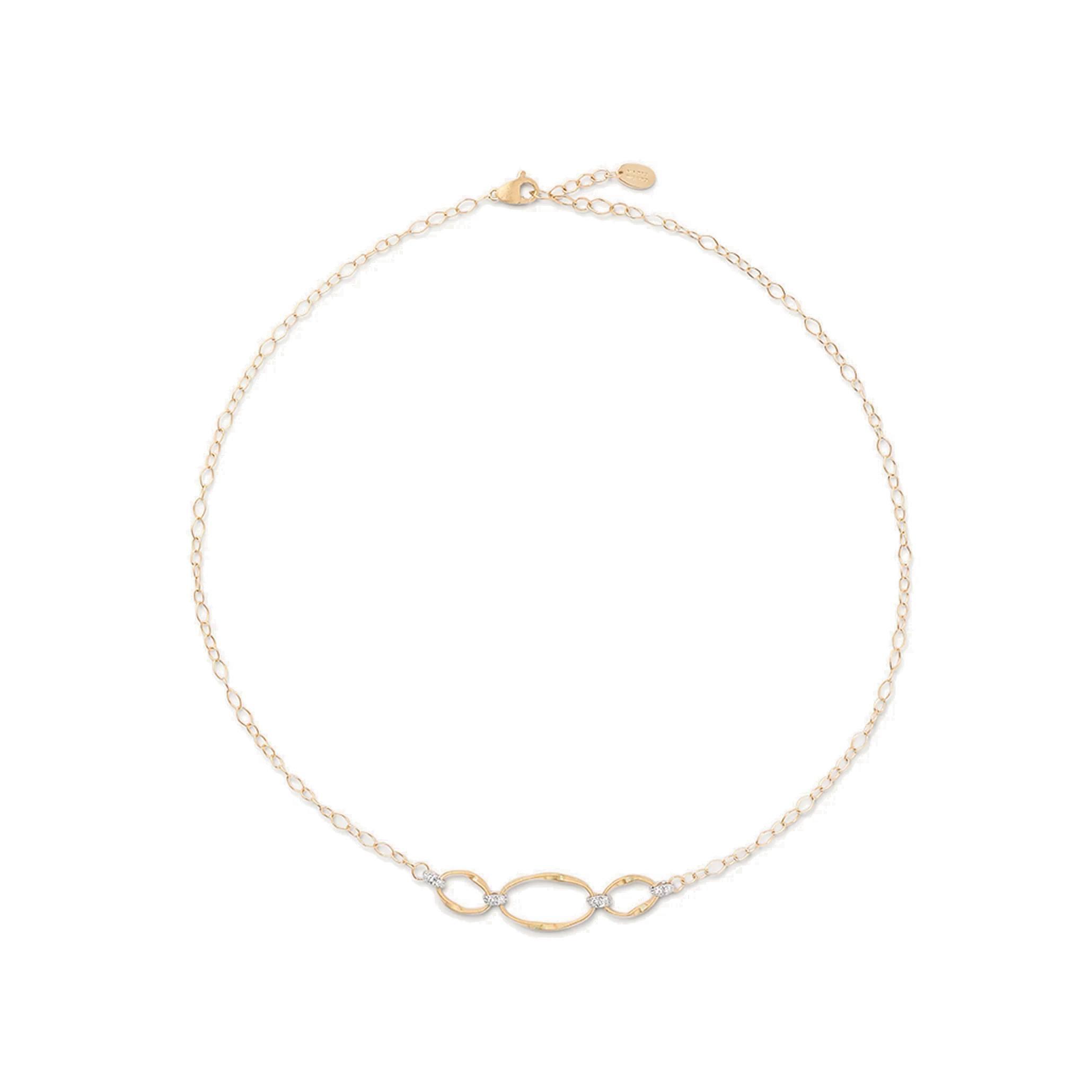 Marco Bicego Marrakech Onde Yellow Gold & Diamond Twisted Oval Link Necklace 2
