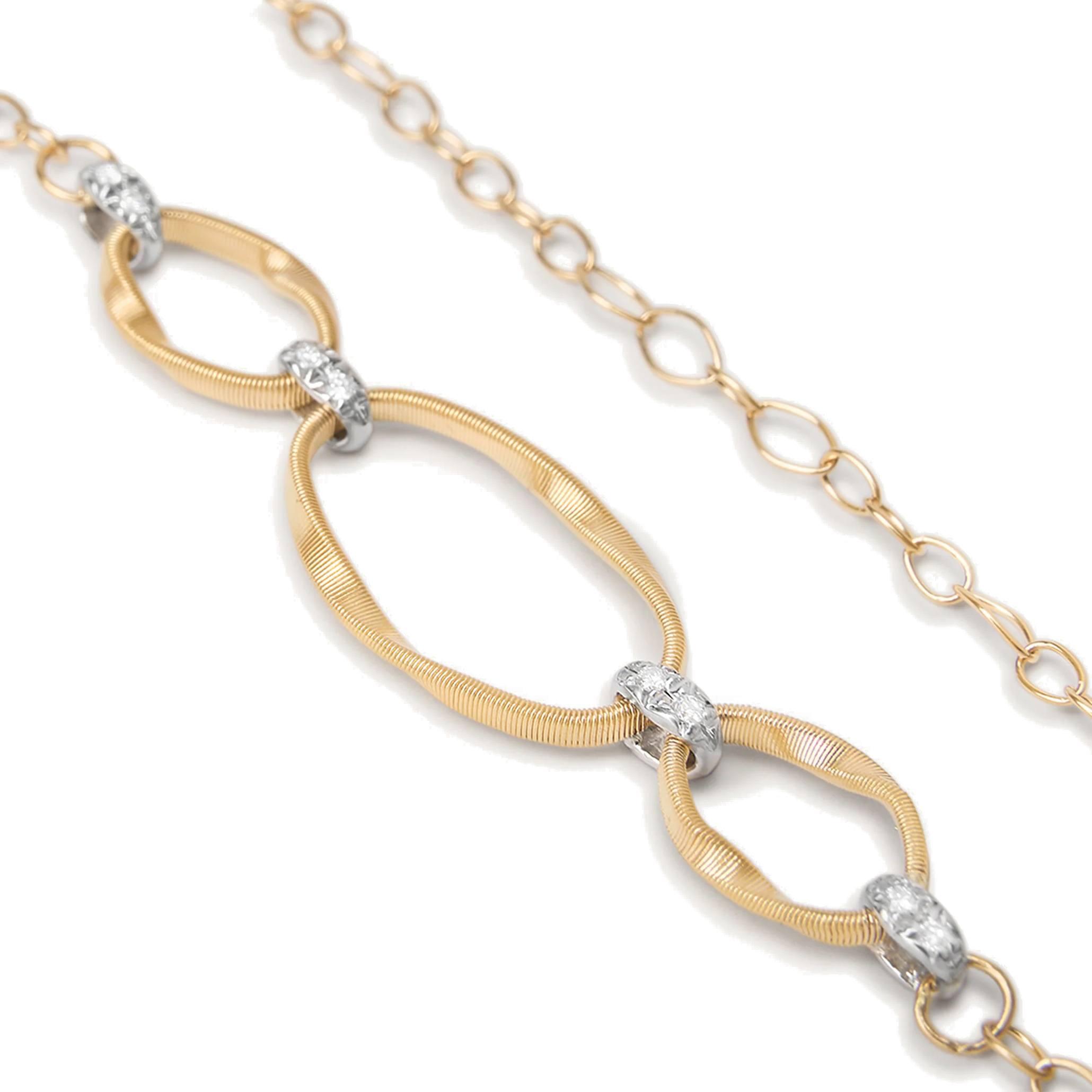 Marco Bicego Marrakech Onde Yellow Gold & Diamond Twisted Oval Link Necklace 3
