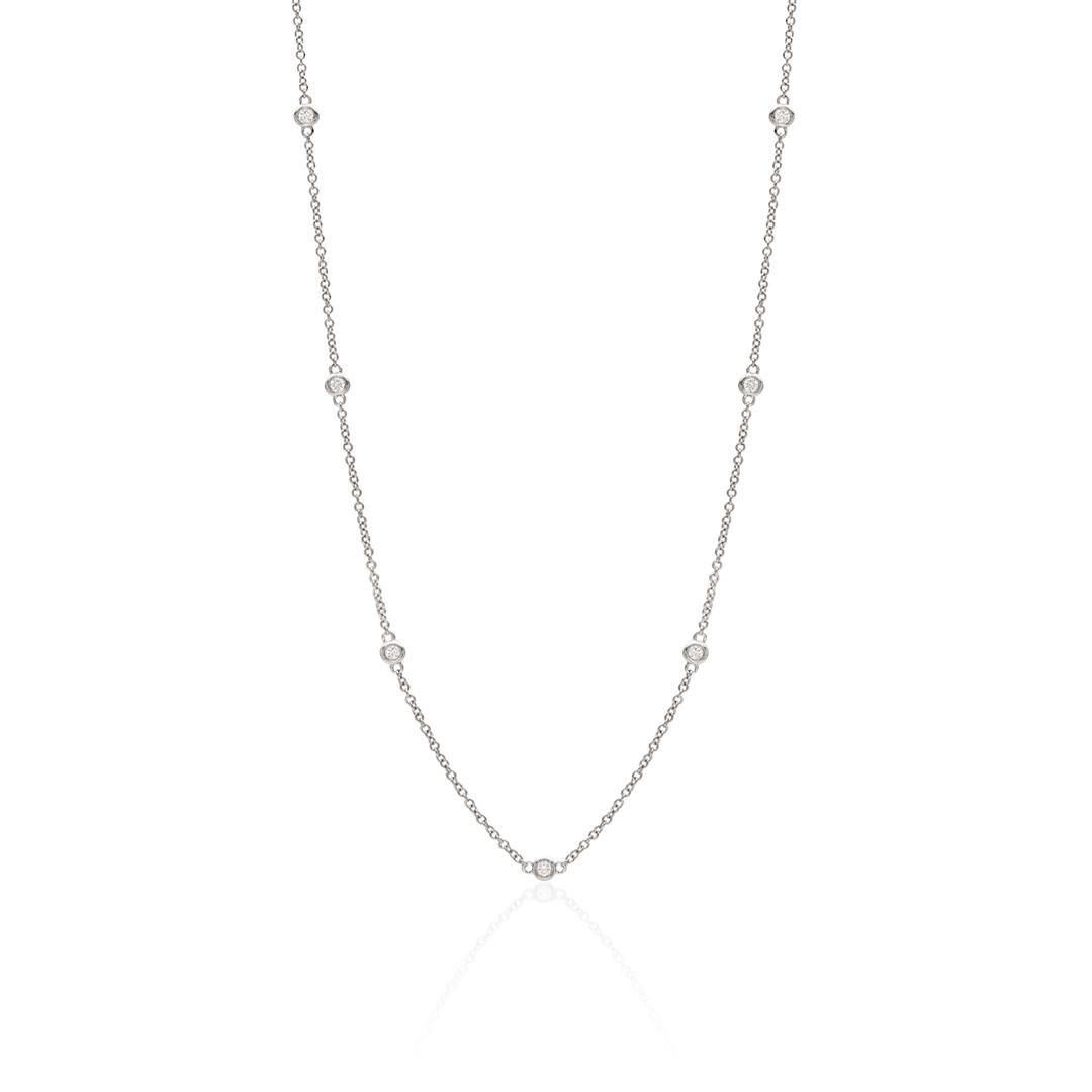 18 Inch Ten-Station White Gold Bezel Diamond Necklace