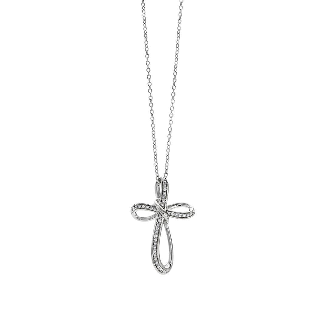 Sterling Silver Diamond Infinity Cross Necklace
