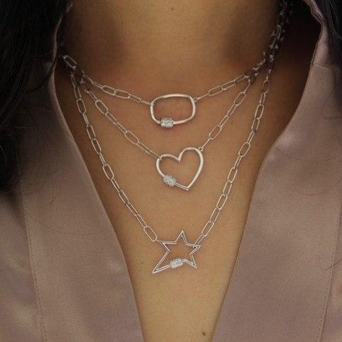 Sterling Silver Paperclip Link Heart Necklace 1