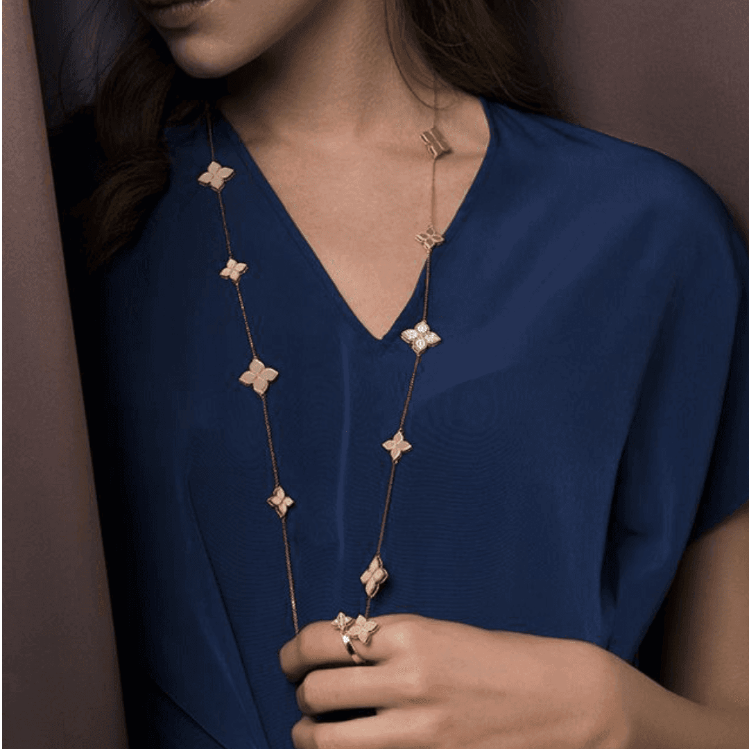 Roberto Coin 18K Diamond Princess Flower Long Necklace 1