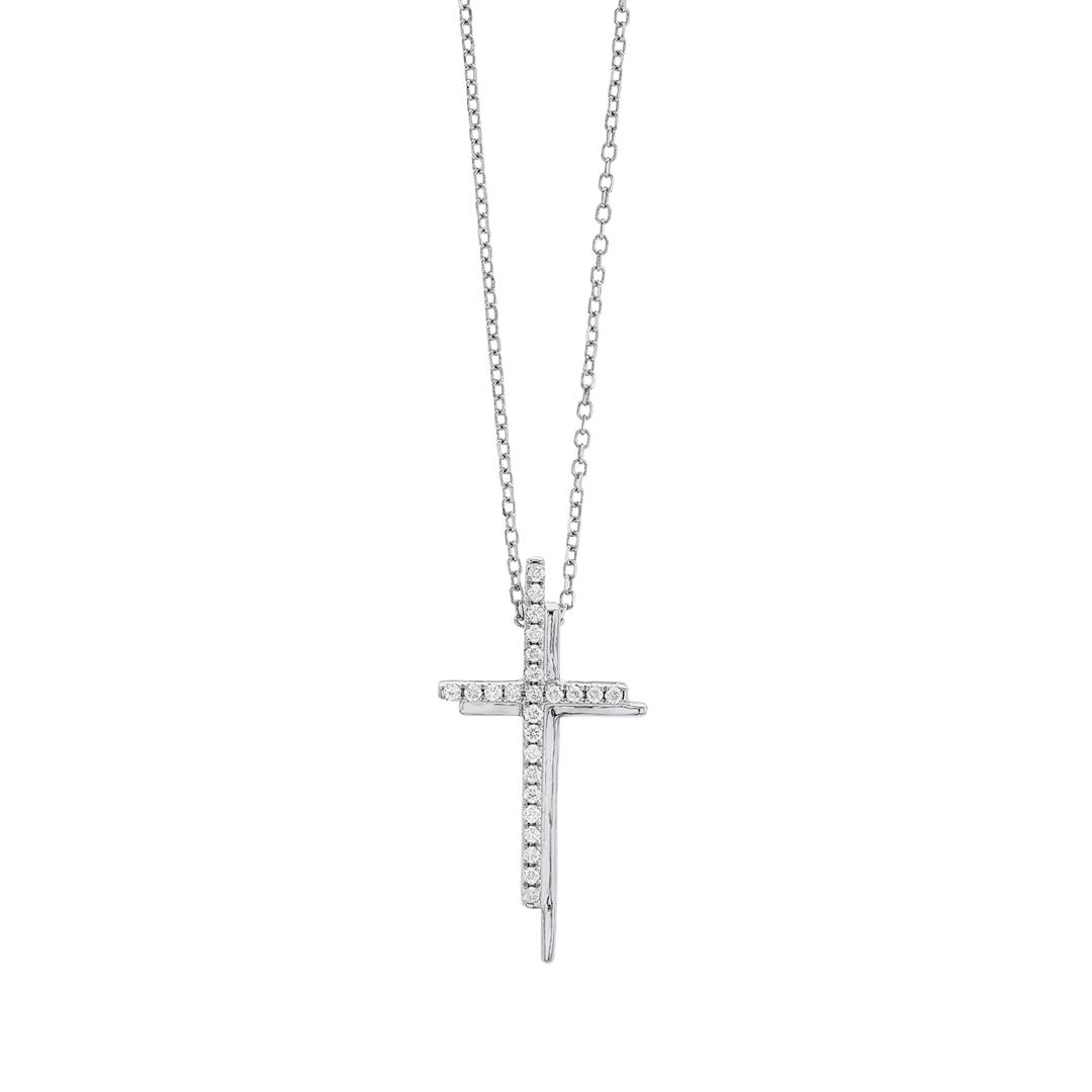 Diamond and Polished Cross Pendant Necklace