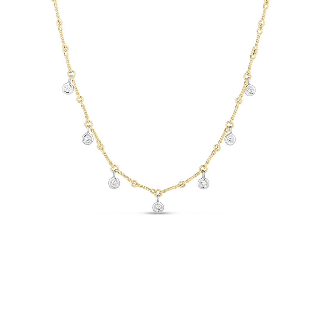Roberto Coin 18K Dogbone Chain Necklace with Dangling Diamonds