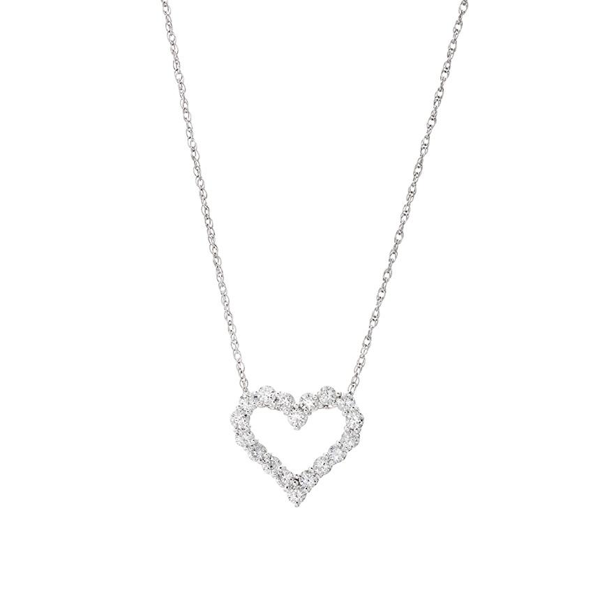 0.91 CTW Round Diamond Open Heart Necklace